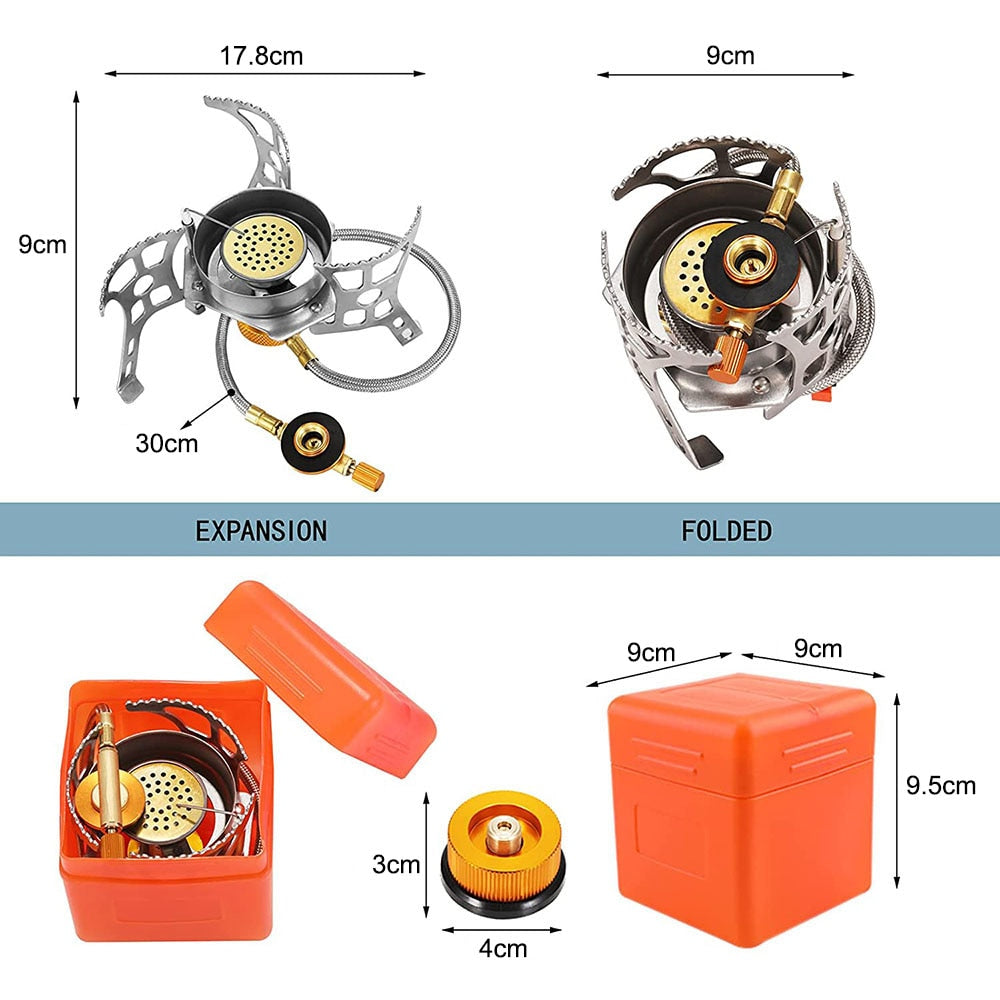 Outdoor Windproof Gas Stove Camping Gas Burner Folding Split Electronic Stoves Tourist Equipment for Hiking 3900W