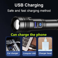 Powerful Led Flashlight XHP90 High Power Torch light Rechargeable Tactical flashlight 18650 Usb Camping Lamp