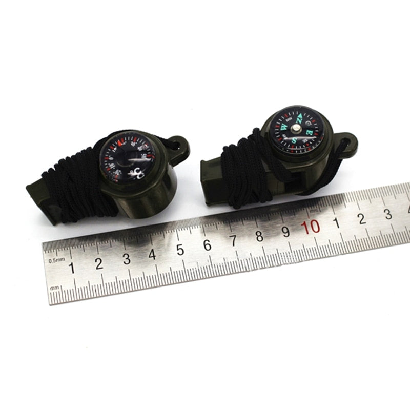 1Pcs Outdoor Whistle Compass Thermometer 3 In 1 Camping Hiking Accessory Multi-Functional Survival Tools Nylon Neck Rope Compass