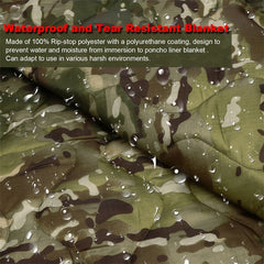 Military Tactical Army Poncho Liner Camouflage Water Repellent Woobie Quilted Blanket Suitable for Camping, Shooting, Hunting