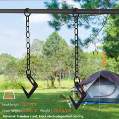 2pcs/set Lantern Hooks Hanger S Hook Carbon Steel Bonfire Hanger Hook Outdoor Camping Multi-Functional