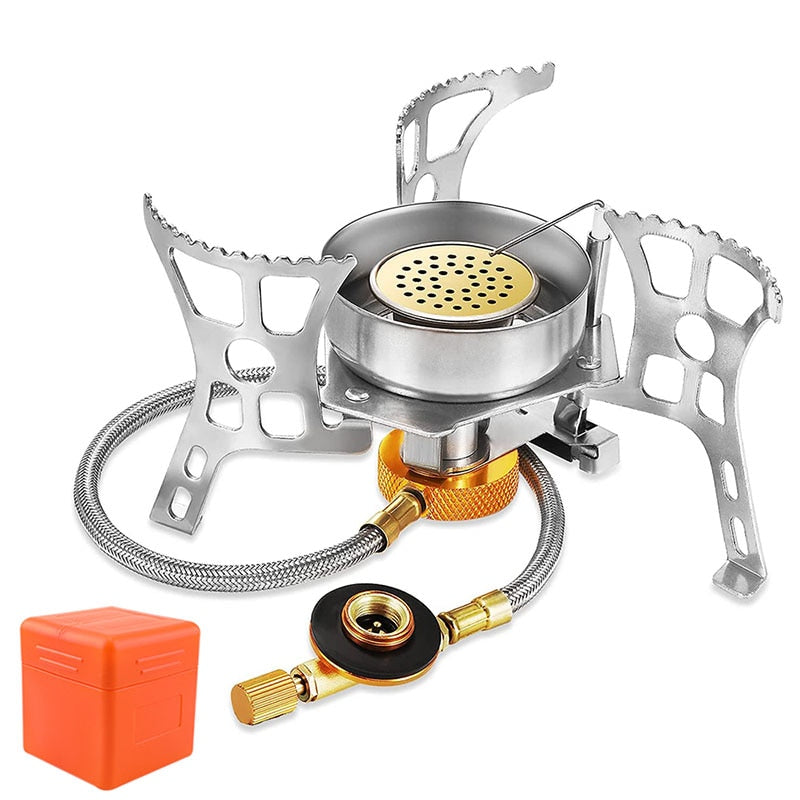 Outdoor Windproof Gas Stove Camping Gas Burner Folding Split Electronic Stoves Tourist Equipment for Hiking 3900W