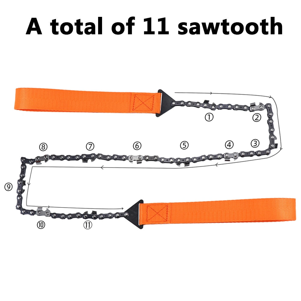 Emergency Camping Hiking Tool 11 Saw-tooth Outdoor Tools Hand Zipper Saw Garden Logging Survival Chain Saw Portable