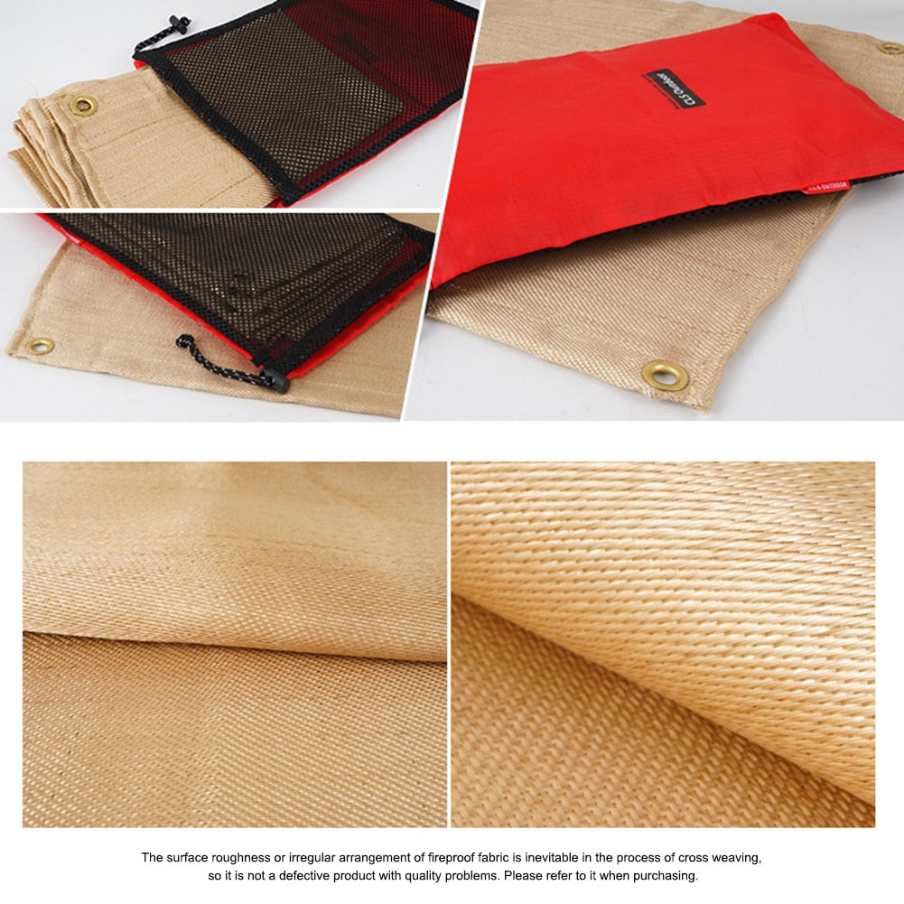 Camping Fireproof Cloth Flame Retardant Insulation Mat Blanket Glass Coated Heat Insulation Pad Outdoors Picnic Barbecue