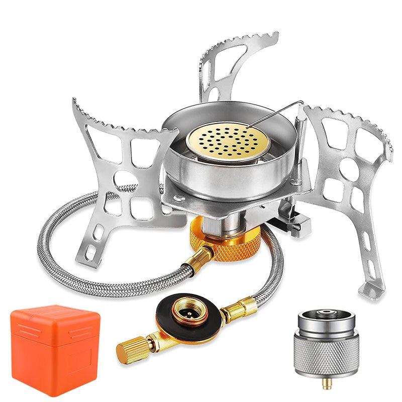 Outdoor Windproof Gas Stove Camping Gas Burner Folding Split Electronic Stoves Tourist Equipment for Hiking 3900W
