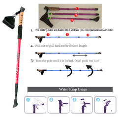 2pcs/lot Nordic Walking Sticks Camping Hiking Aluminum Adjustable Telescopic Alpenstock Trekking Pole walking