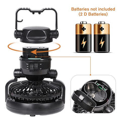 Camping Light Fan for Tent Portable Ceiling Fan with LED Light Camping Hanging Lantern for Survival Hiking Emergency