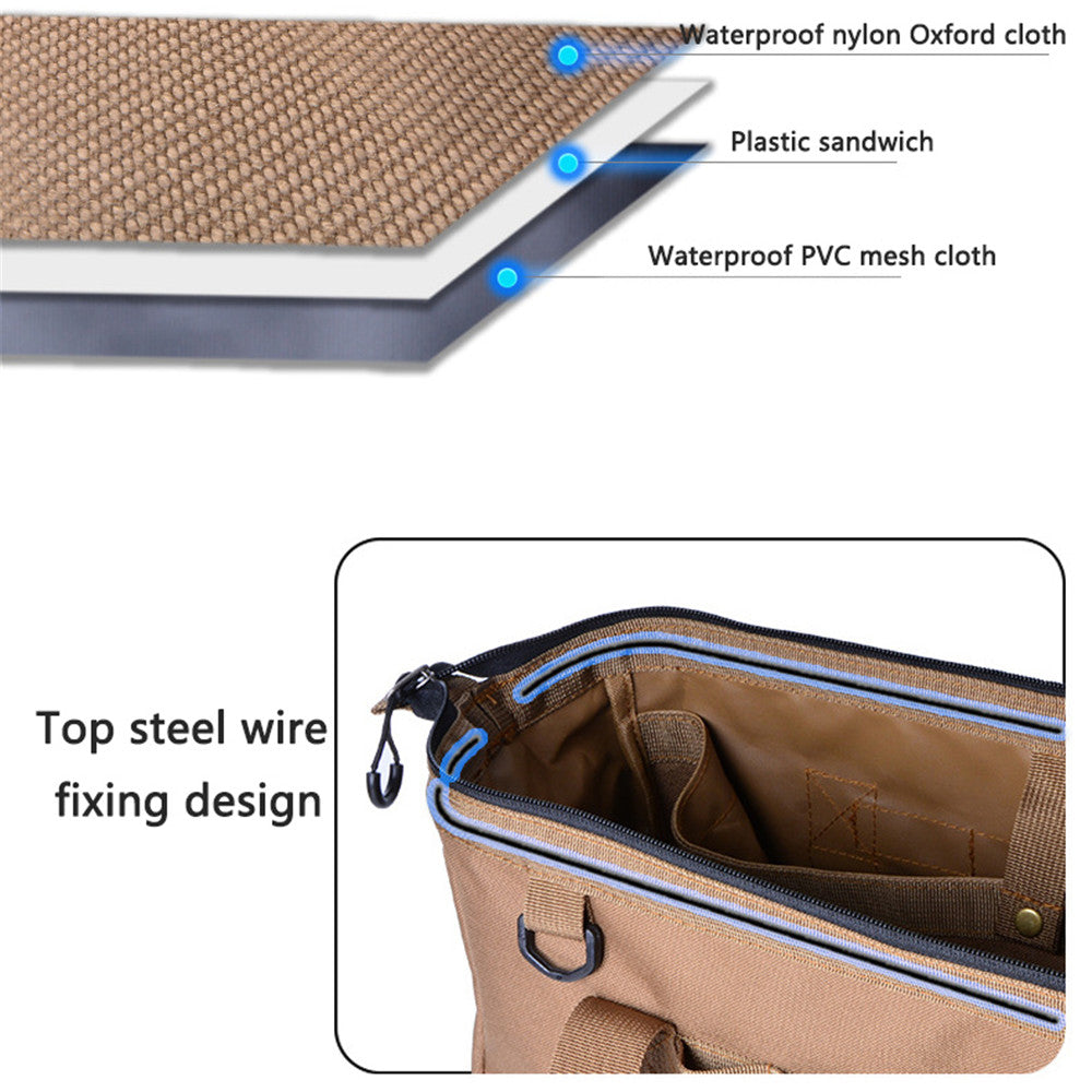 Tent Nail Storage Bag 1050D Oxford Cloth Large Capacity Multi-Pocket Zipper Handle Hanging Holes Camping Hiking Pegs Tools Bag