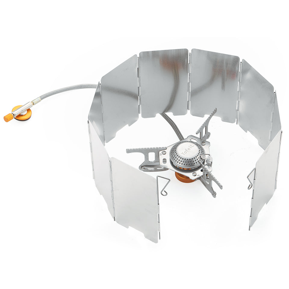 Outdoor Camping Gas Stove 9 Windshield Ultra-light Stainless Steel Plate Hiking Supplies Camping Accessories Outdoor Cooking