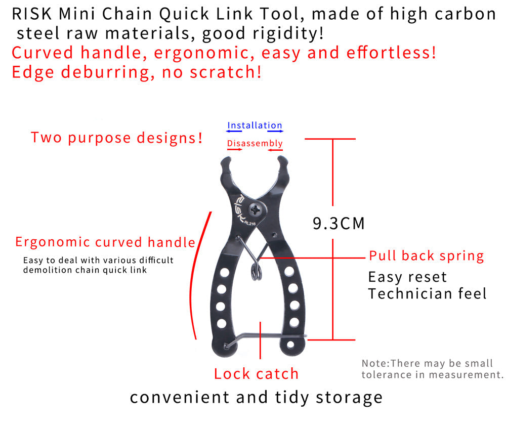 Bike Mini Missing Chain Quick Link Tool Bicycle Plier Master Link Remover Connector Opener Lever with Free Chain Hook