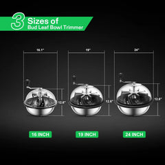 Greenzech Manual Bowl Leaf Trimmer 16" – Industrial Grade Stainless Steel Spin Cut Hydroponic Bud Trimmer