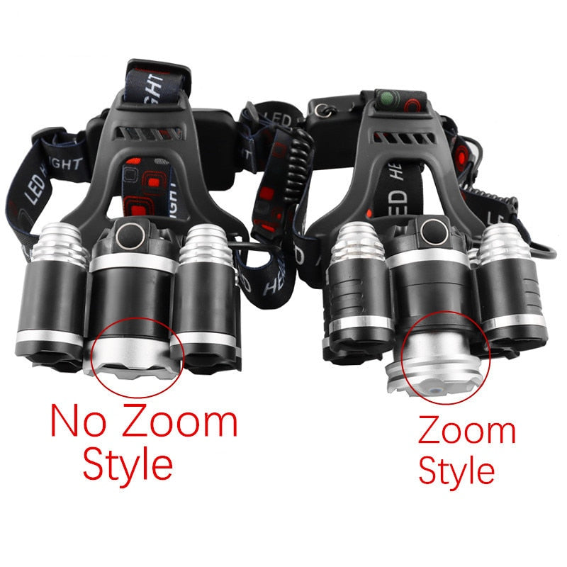 Rechargeable zoom led headlamp Fishing headlight Torch Hunting head lamp Camping Headlamp Flashlight head light