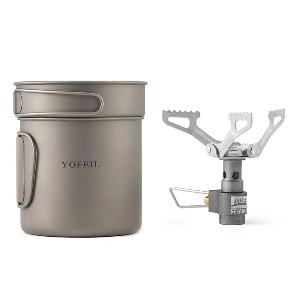 Camping Titanium Pot Outdoor Pot Marching BRS3000 Gas Stove Pure Titanium Tableware For Picnic Camping Cooking Set Hiking
