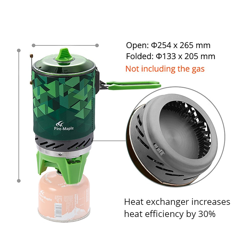 Outdoor Gas Stove Burner Tourist Portable Cooking System With Heat Exchanger Pot Camping Hiking Gas Cooker