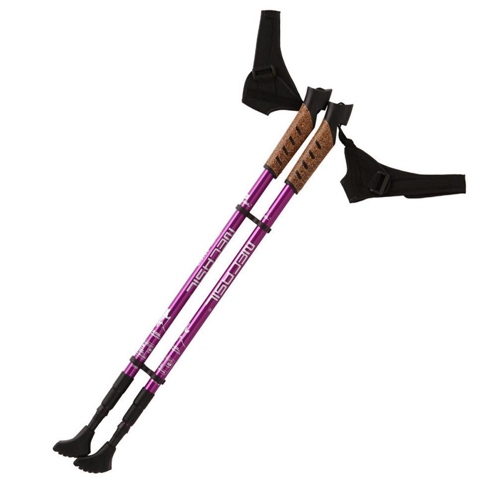 2pcs/lot Nordic Walking Sticks Camping Hiking Aluminum Adjustable Telescopic Alpenstock Trekking Pole walking