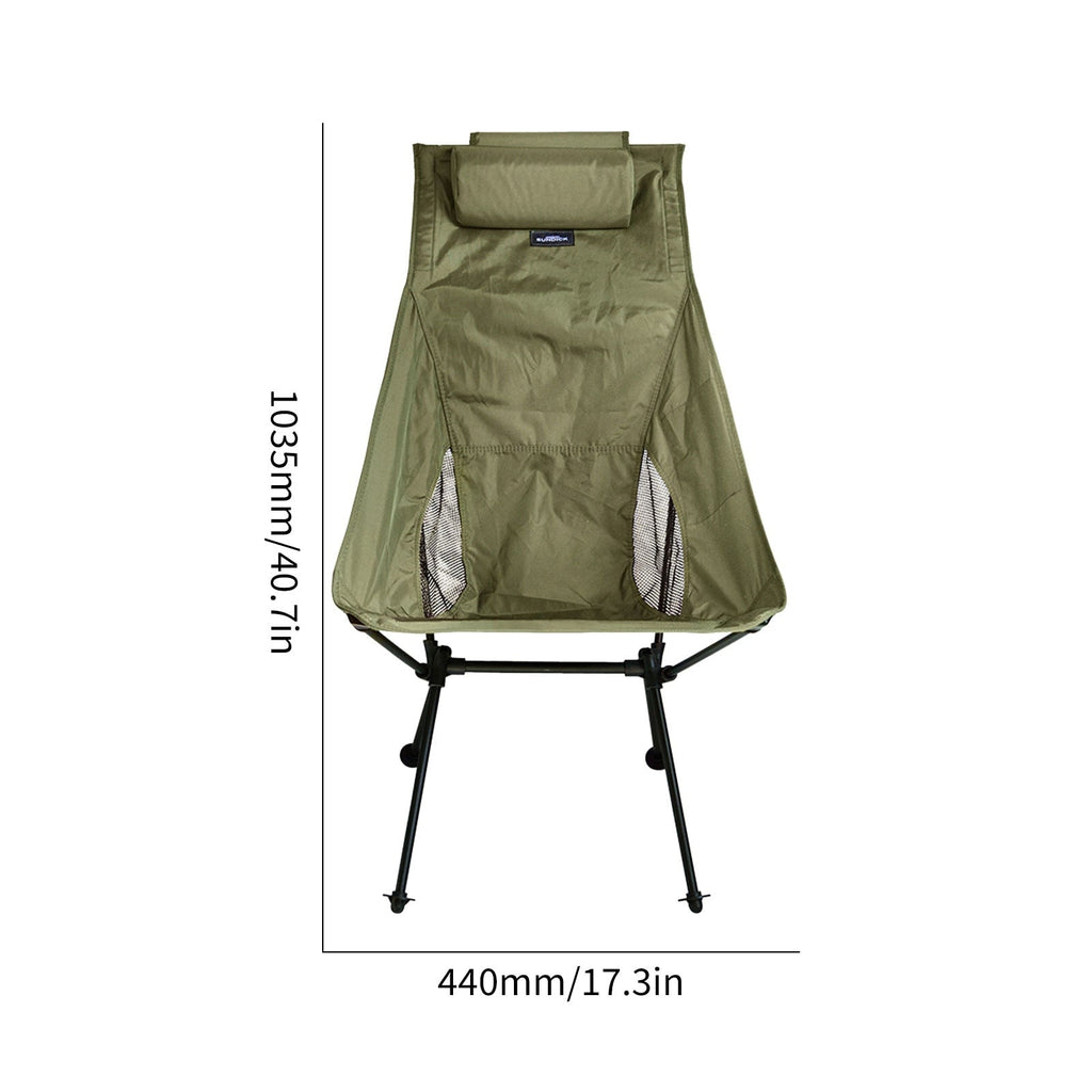 Portable High Back Folding Camping Chair Pillow Waterproof Outdoor Collapsible Moon Chair Back Support Travel Picnic Fishing