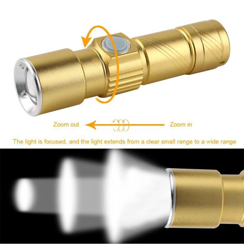 USB Built-in battery Rechargeable lasting Flashlight Q5 3 modes mini Zoom Light flash Waterproof Tactical Camping Bike Torch