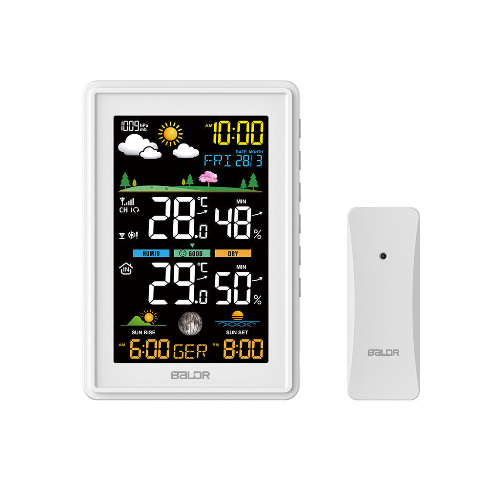 Wireless Digital Color Display Weather Station Clock Barometer Thermometer Hygrometer Trend Sun Time Forecast Sensor -40℃