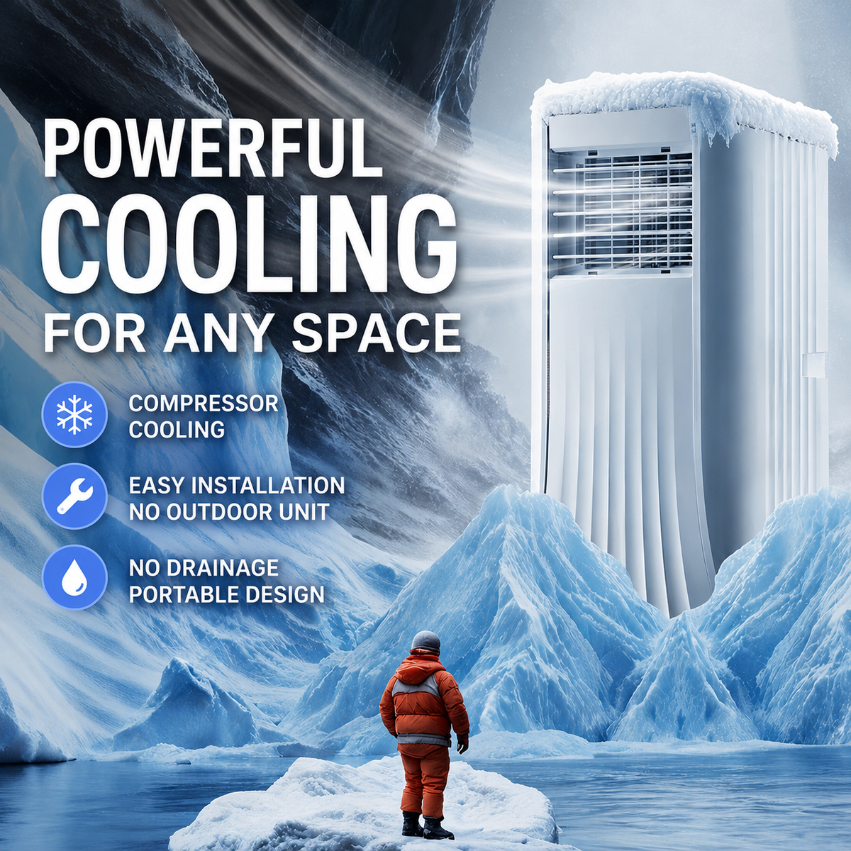 Smart Portable Air Conditioner & Dehumidifier | Self-Evaporating & Whisper-Quiet
