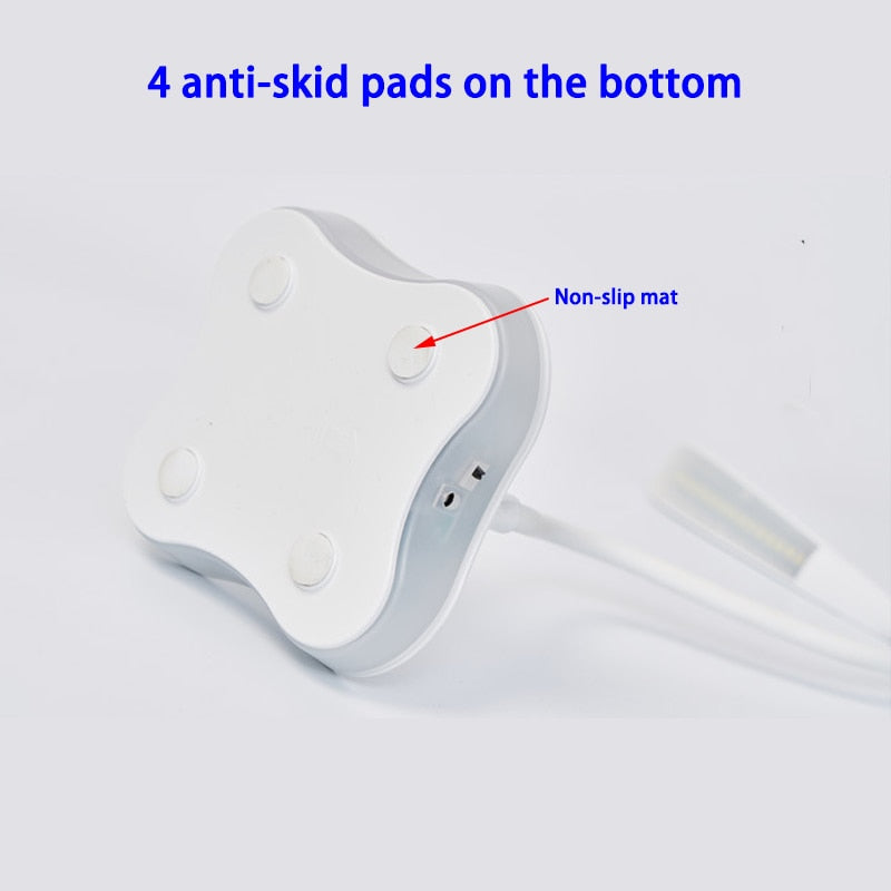 Dimmable Desk Lamp with Night Light and 360° Swivel Head Hose Rechargeable Desk Lamp for Study Reading Work Camping