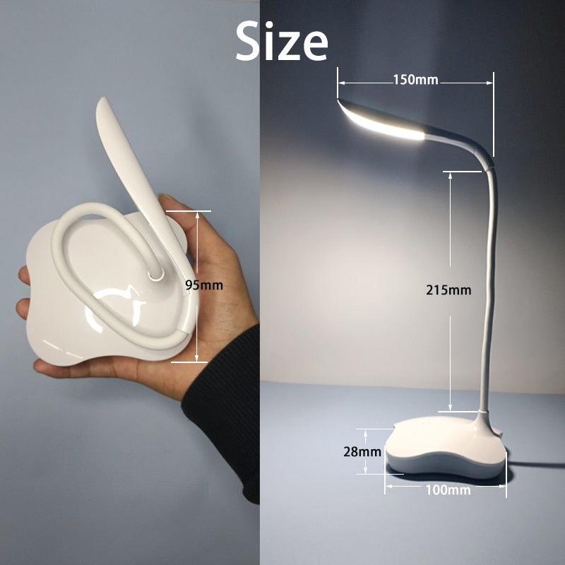 Dimmable Desk Lamp with Night Light and 360° Swivel Head Hose Rechargeable Desk Lamp for Study Reading Work Camping