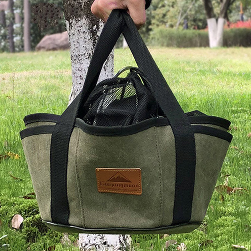 Outdoor Camping Barbecue Storage Bag Cookware Bag Outdoor Finish Bag Oven Cotton Storage Canvas Bag Container Portable Tote Bag