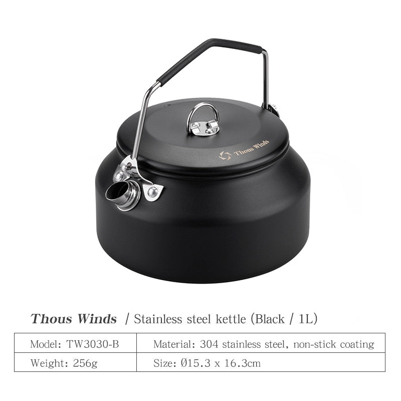 1L Portable Water Kettle Teapot For Outdoor Make Tea Boil Coffee Tableware Cookware Stainless Steel Camping Supplies