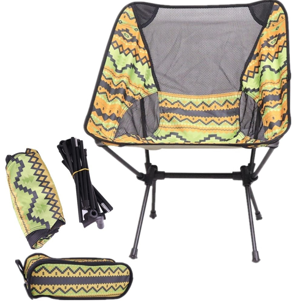 Folding Camping Chair Fishing BBQ Hiking Chair Picnic Lightweight Extended Chair Outdoor Travel Foldable Beach Seat load 150kg