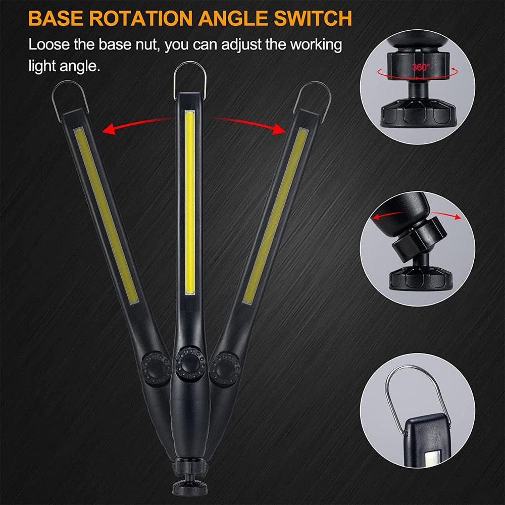 LED Flashlight Magnetic Work Light USB Rechargeable Torch Hook Portable Lantern Inspection Light Camping Car Repair Lamp