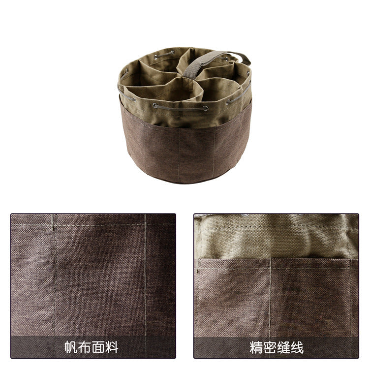 Outdoor Camping Canvas Cylinder Tool Bag Tool Bag Portable Drawstring Tool Storage Bag