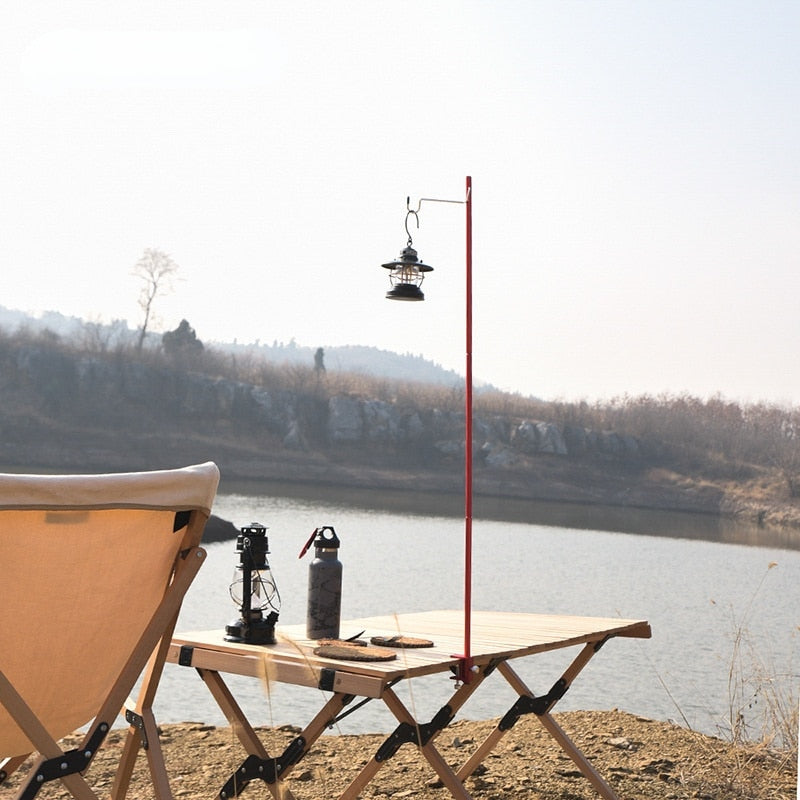 Outdoor Camping Hiking Aluminum Alloy Foldable Lamp Post Pole Portable Fishing Hanging Light Fixing Stand Holder Lantern Stand