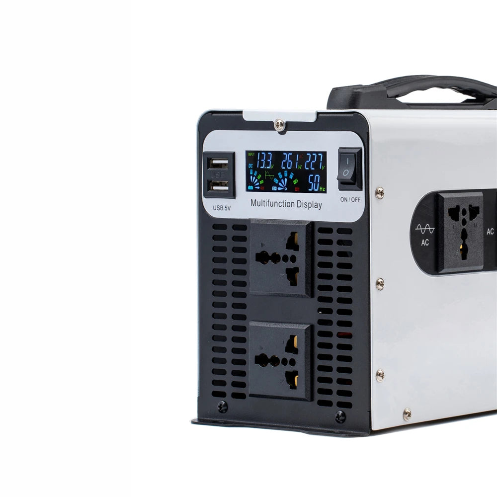 GreenZech VR 1500W Inverter | 3000W Peak Power | 12V 24V 48V 60V 72V to 110V 220V | 5-Socket Pure Sine Wave Converter