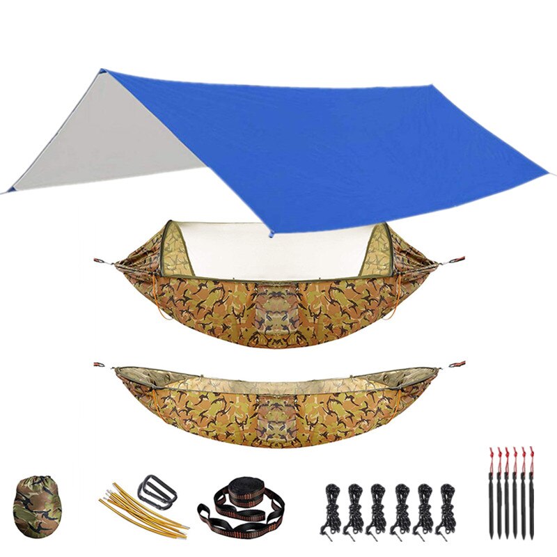 Outdoor Hammock for Travel Camping Hiking Garden Hammock 2 Person Portable Hammock Sleep Swing with Mosquito Net Rain Fly Tarp