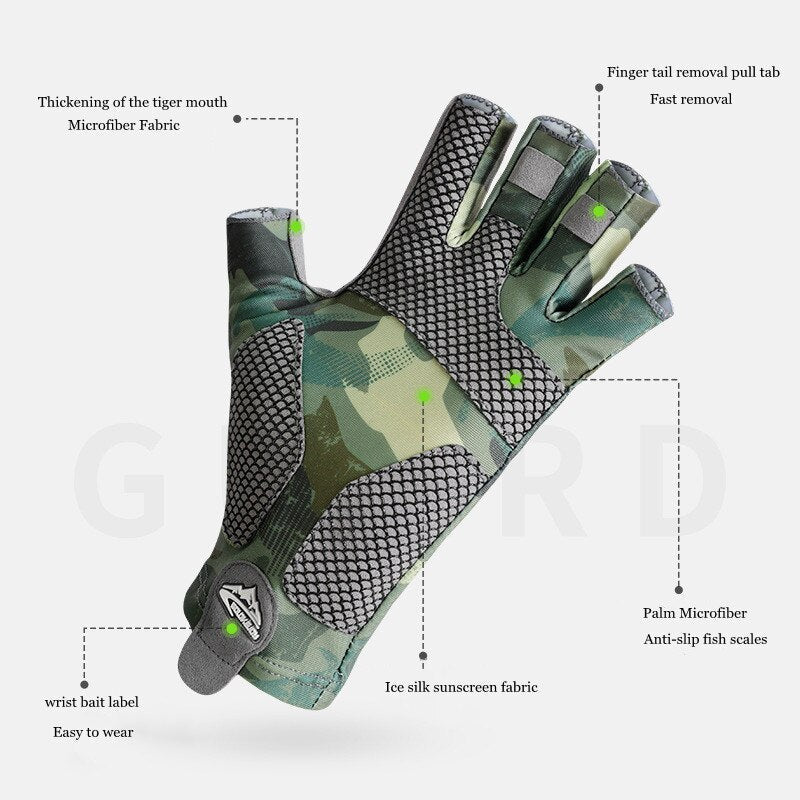 Fishing Gloves for Men Fingerless Cycling Gloves Non-slip Outdoor Sports Sunscreen Summer Carp Fishing Gloves Fishing Equipment