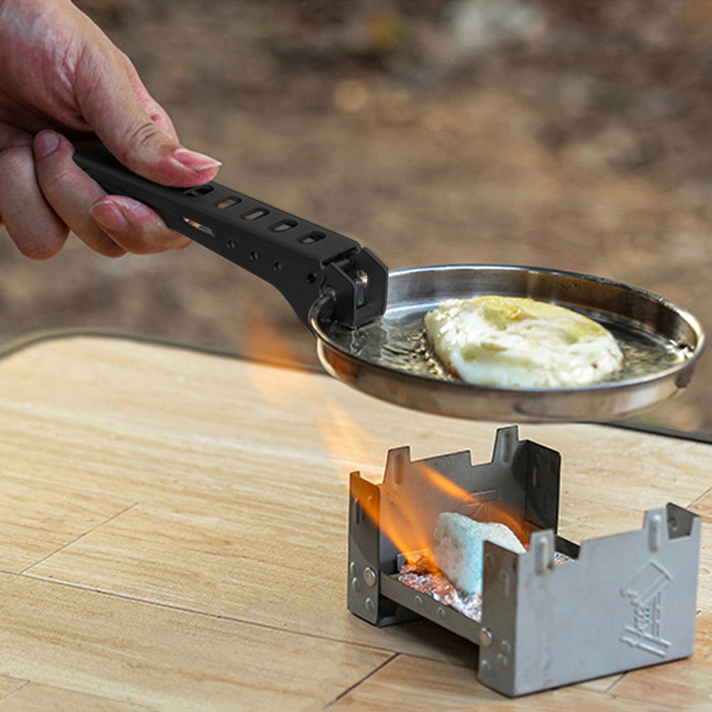 Camping Anti-Scald Pot Pan Gripper Folding Handle Hollow Cookware Anti-hot Holder Clip for Picnic Camping Tool