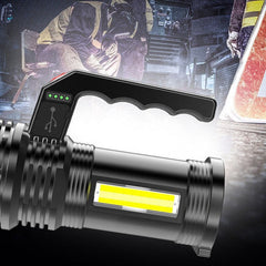 Outdoor Flashlight Multi-Modes USB Led+Cob Torch Lamp With Side Light For Camping Hiking Fishing