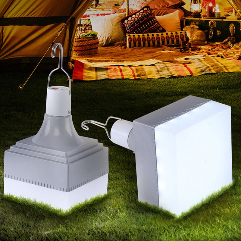 USB Rechargeable Light Bulb Portable Square LED Bulb Lamps BBQ Camping Outdoor Light Bulb Real Power 30W with Hanging Hook