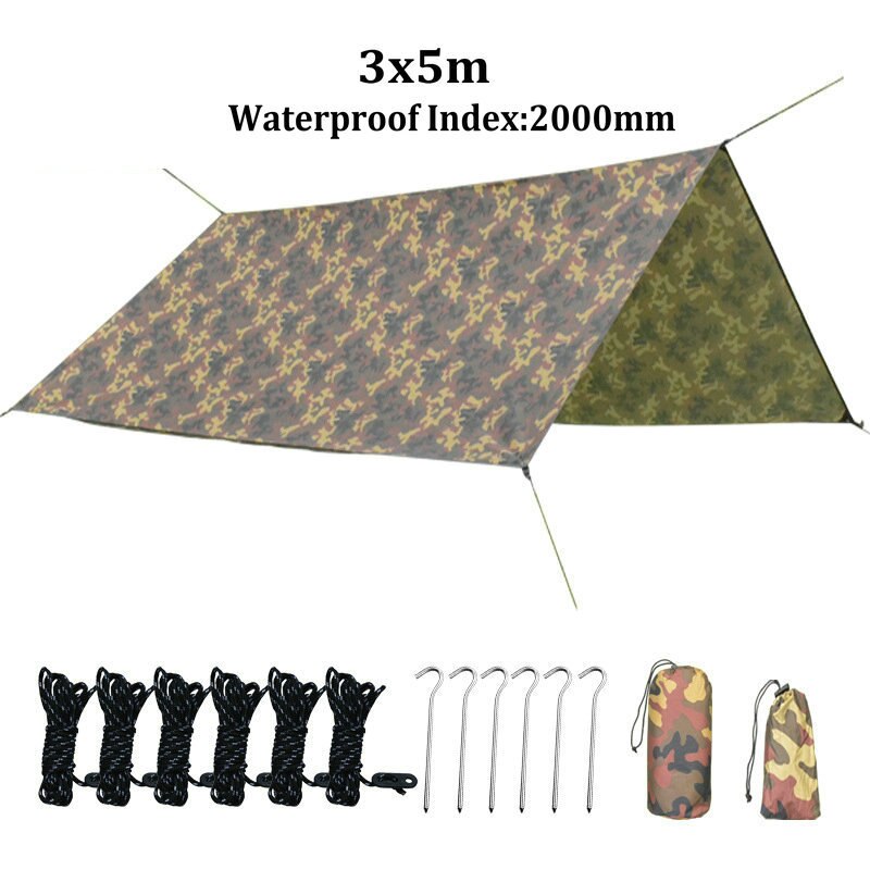 Square Camouflage Awnings Ultra Light Waterproof Outdoor Camping Tarp Tourist Travel Sun Shelter Garden Canopy