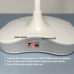 Dimmable Desk Lamp with Night Light and 360° Swivel Head Hose Rechargeable Desk Lamp for Study Reading Work Camping