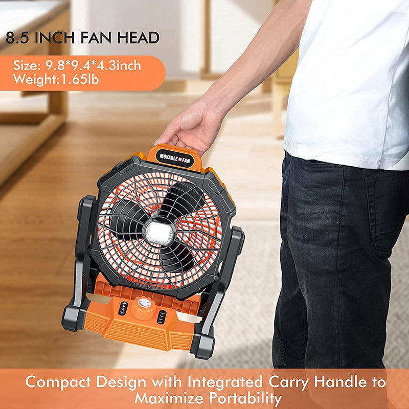 Rechargeable Tent Fan With Hook 7800Mah Camping Light Fan With LED Light For Camping Jobsite Garden Outdoor Hiking