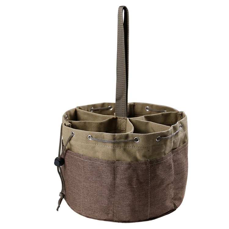 Outdoor Camping Canvas Cylinder Tool Bag Tool Bag Portable Drawstring Tool Storage Bag