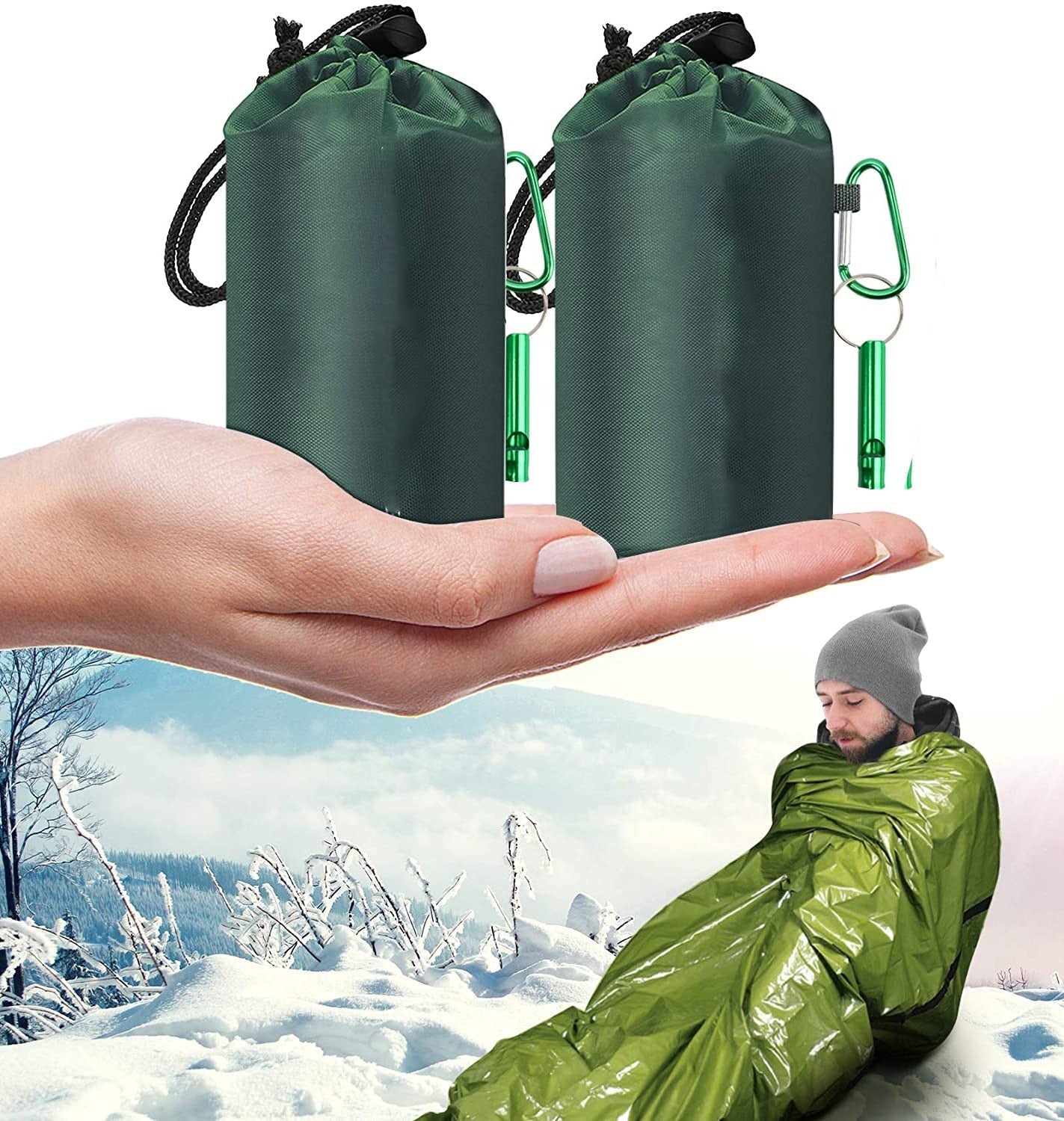 Waterproof Lightweight Thermal Emergency Sleeping Bag Bivy Sack - Survival Blanket Bags Camping Hiking Outdoor Activities
