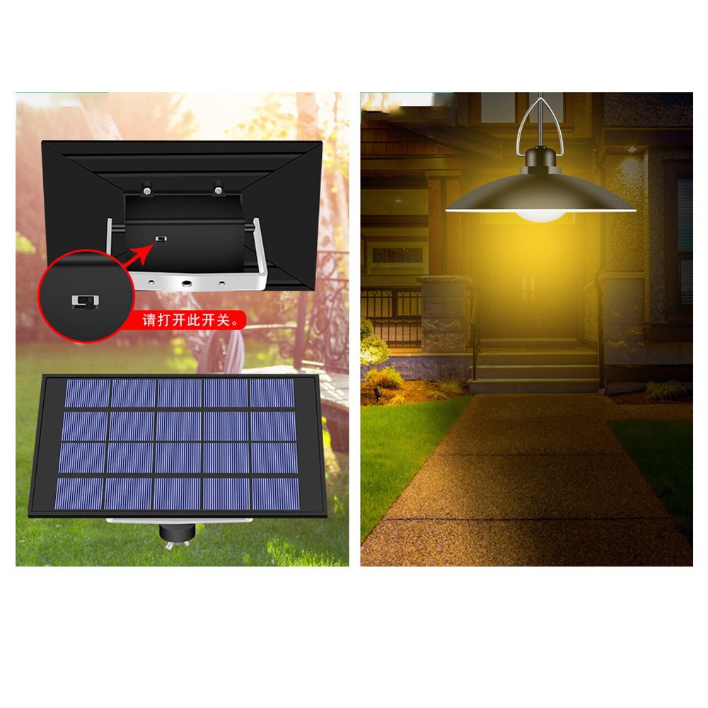 LED Solar Panel Light Powered Pendant Hanging Indoor Lamp Waterproof For Camping Garden Yard Cafe Bar Club Shed Lighting