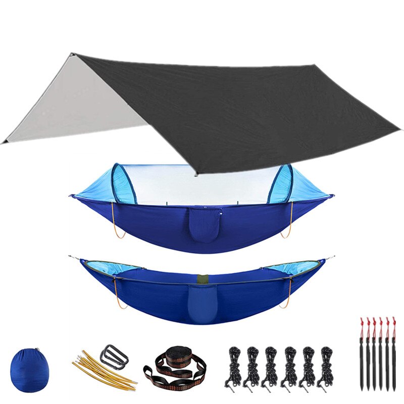 Outdoor Hammock for Travel Camping Hiking Garden Hammock 2 Person Portable Hammock Sleep Swing with Mosquito Net Rain Fly Tarp