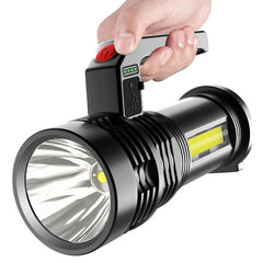 Outdoor Flashlight Multi-Modes USB Led+Cob Torch Lamp With Side Light For Camping Hiking Fishing