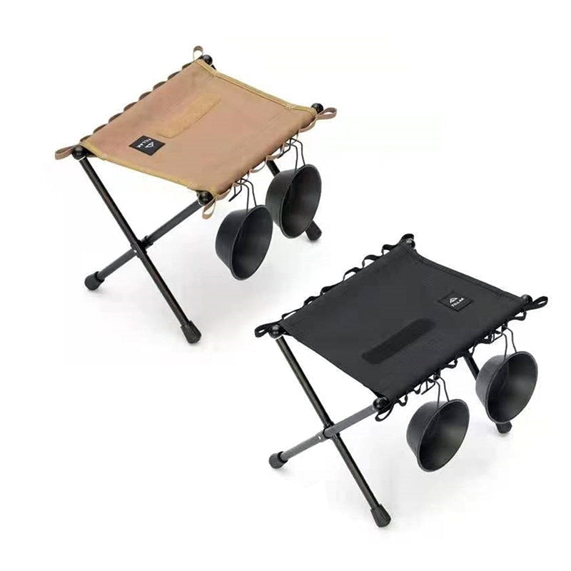 Outdoor Camping Lightweight Aluminum Alloy Folding Tactical Campstool Camp Seat Stool Fishing Moon Chair Cordura Portable Rack
