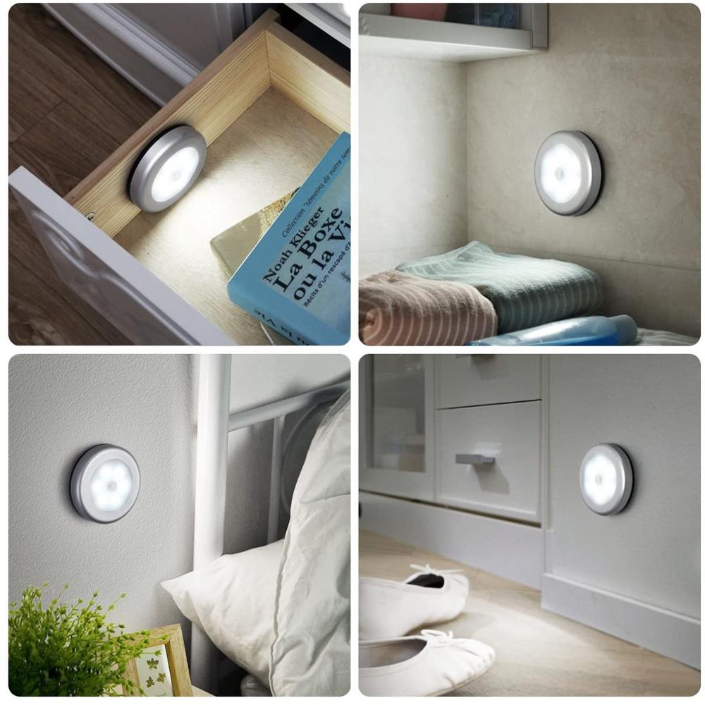 6 LED Motion Sensor Night Lights PIR Infrared Wall Lamp Auto On and Off For Home Bedroom Bedside Stair Cabinet Light Room Lamp