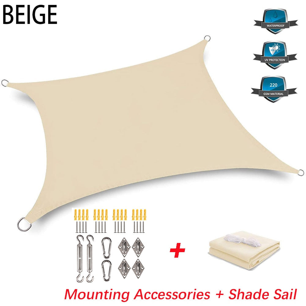 Summer outdoor waterproof and UV shade sail 300D Oxford cloth shade canvas garden terrace canopy camping sun shelter