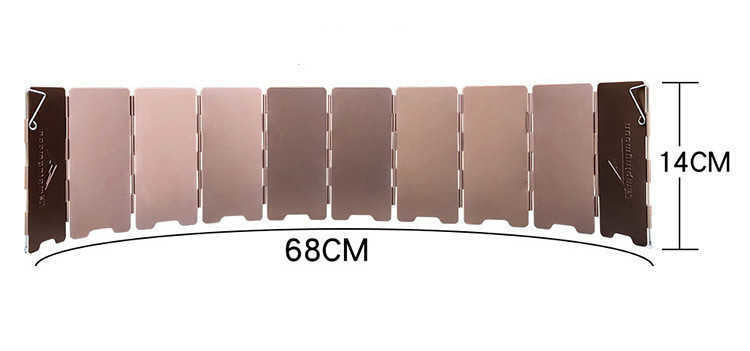 10Plates Camping Gas Stove Burner Wind Shield Screen Aluminum Alloy Oxidized Windproof Shield Height 14cm/22cm Camping Equipment