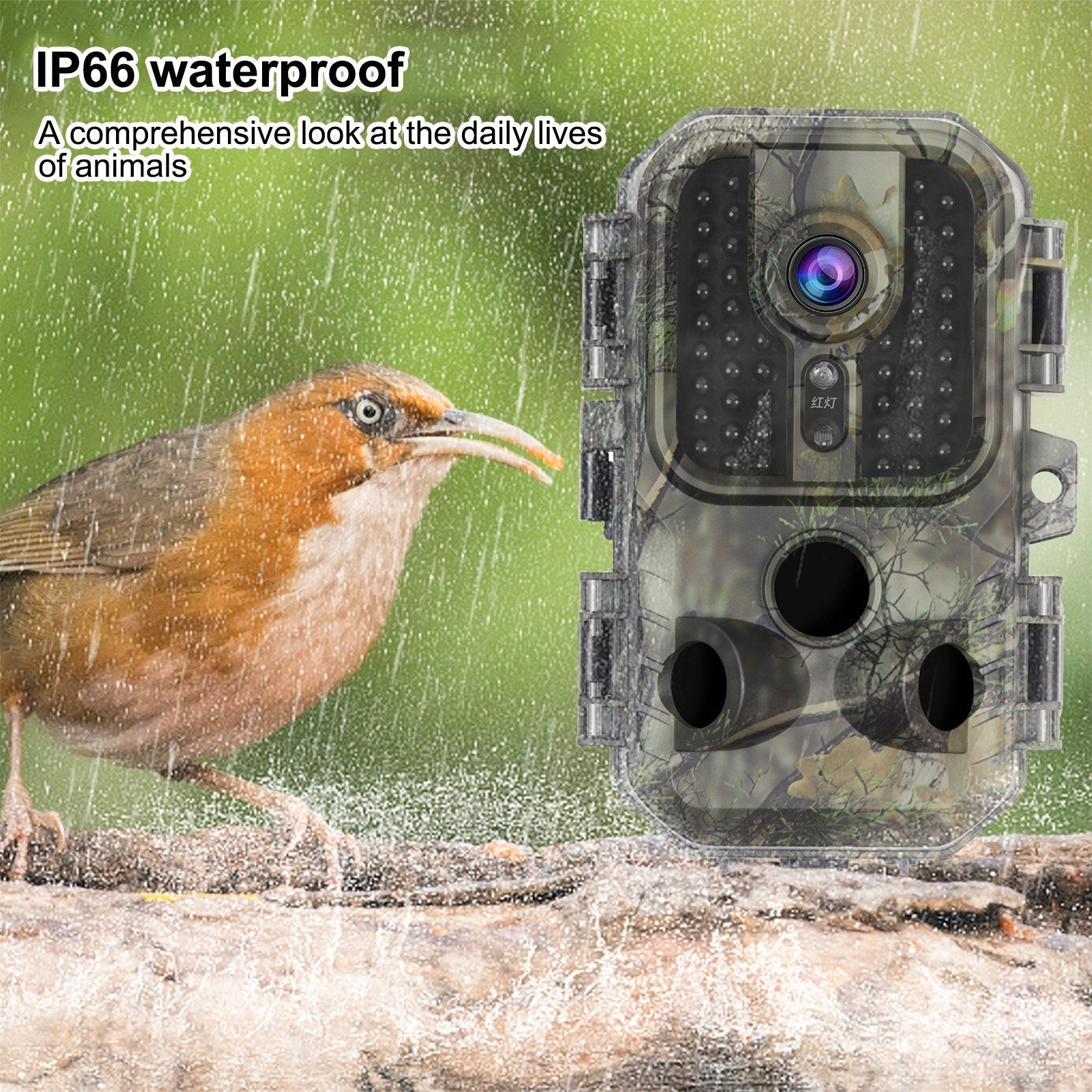 30MP 4K Trail Camera Hunting Camera 2 Inch IPS LCD Color Screen 48 Infrared LED Lights